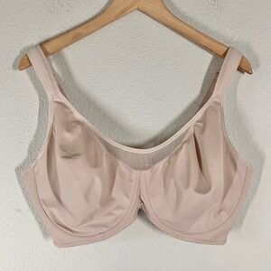 SHECURVE Underwire Bra 42E Mesh Trim Side Boning Full Coverage Beige Neutral